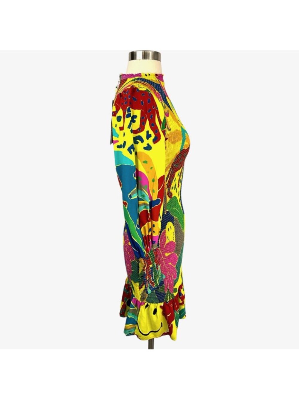 FARM Rio Smiley Leopards Jungle Mini Dress Womens P Multicolor Long Sleeve - Picture 7 of 16
